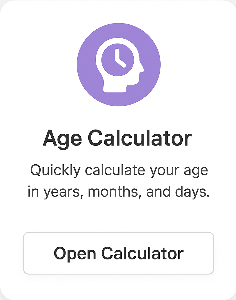 Age Calculator card with icon and button